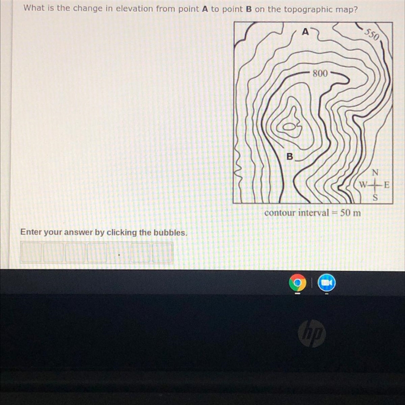 What is the change in elevation from point A to point B on the topographic map?-example-1