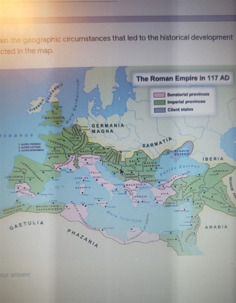 Explain the geographic circumstances that led to the historical development depicted-example-1