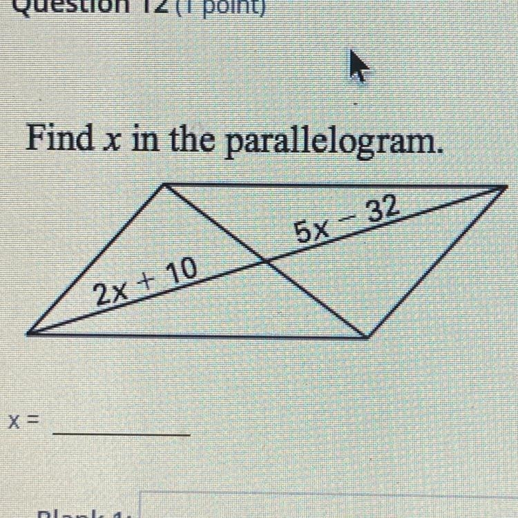 Find x in the parallelogram-example-1