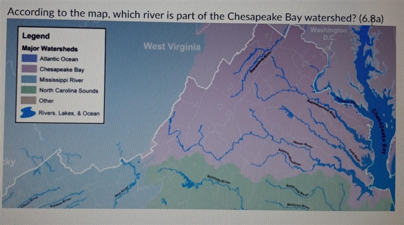 Answer choices A: James River B: Roanoke River C: Nottoway River D: Meherrin River-example-1