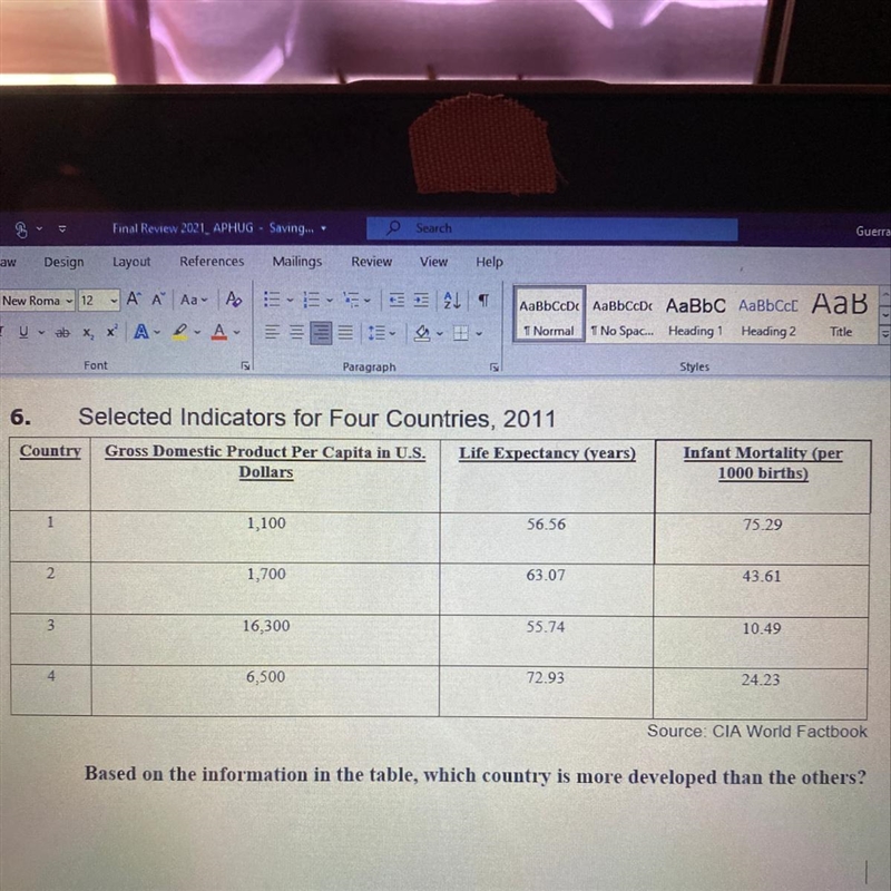 Which country is more developed than the others?-example-1