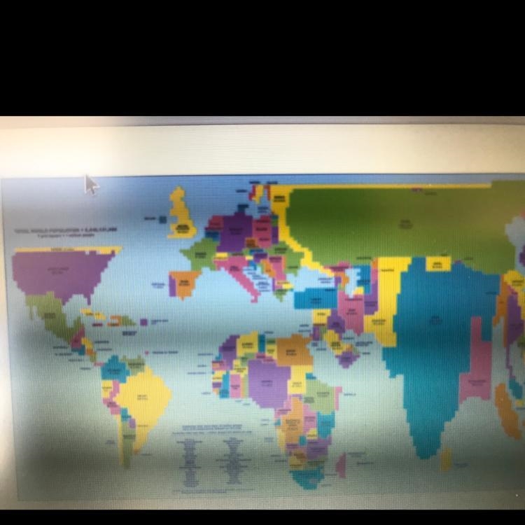 Observe the world population cartogram above. Which statement below is correct A. Australia-example-1