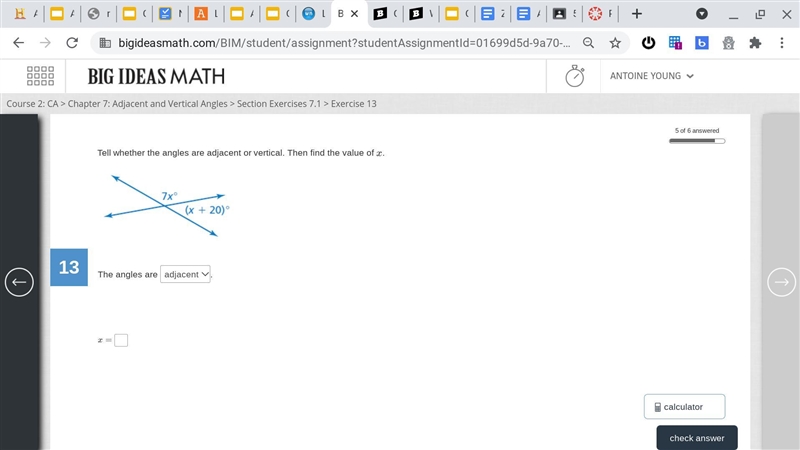 Please find the value of x-example-1