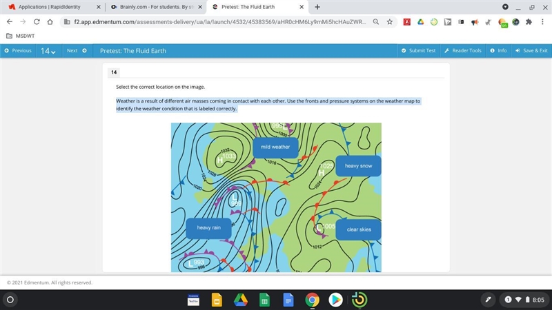 Weather is a result of different air masses coming in contact with each other. Use-example-1