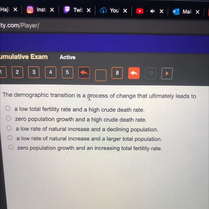 HELP PLEASE The demographic transition is a process of change that ultimately leads-example-1