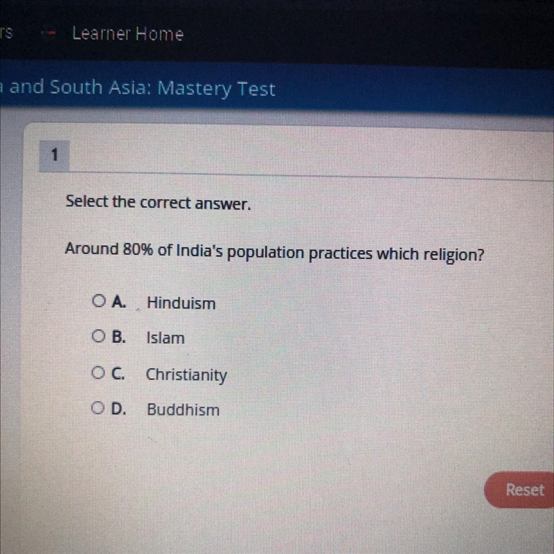 Around 80% of India’s population practices which religion?-example-1