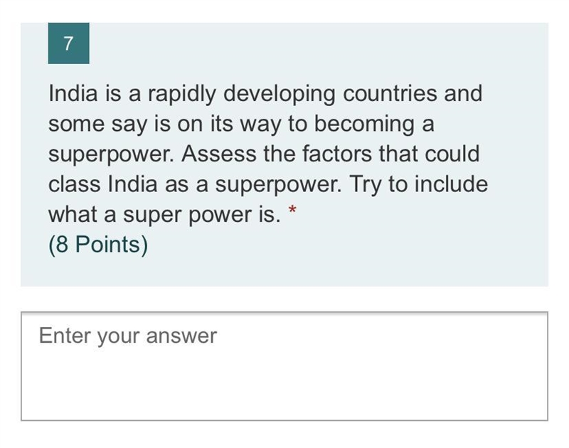 Factors that could class India as a superpower and what a superpower is.-example-1