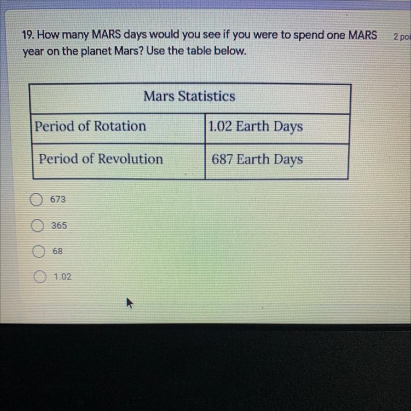 How many MARS days would you see if you were able to spend on MARS year on the planet-example-1