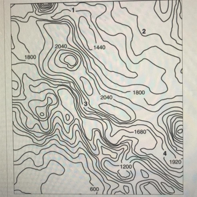 Which of the labeled points on the map has the steepest slope?-example-1