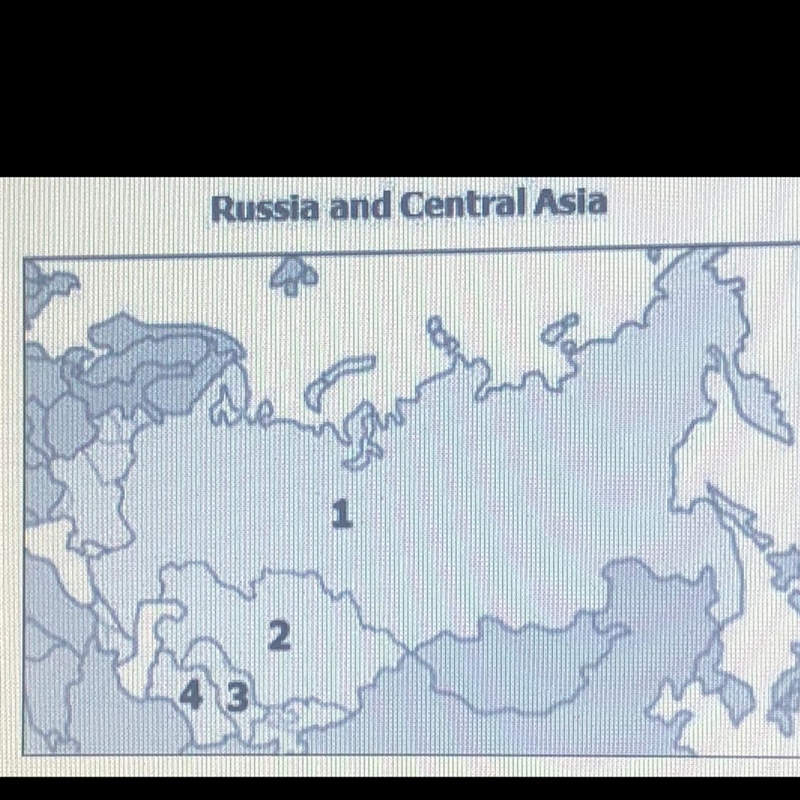 Which country's northern boundary borders the countries labeled 2 and 3? A) Turkmenistan-example-1