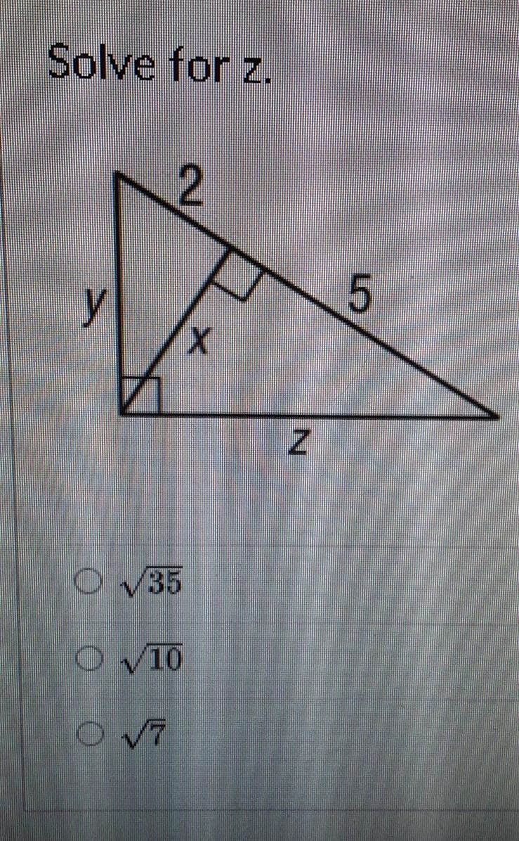 anyone know how to solve for Z? im not really the best when it comes to triangles-example-1