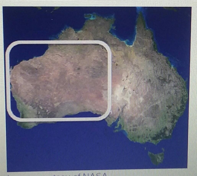 Image courtesy of NASA Which of Australia's physical features is circled on the map-example-1