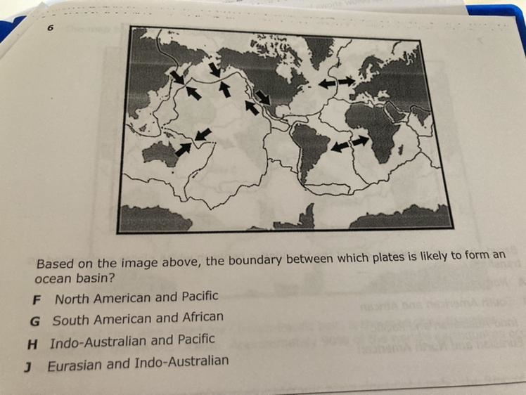 Based on the image above, the boundary between which plates is most likely to form-example-1