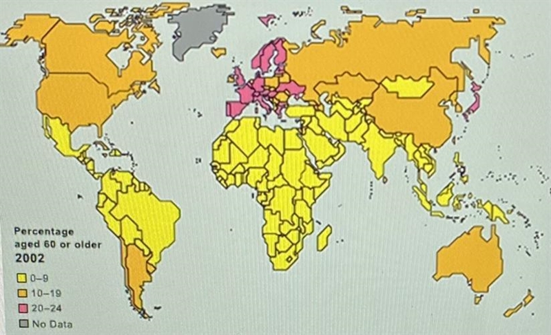 Refer to the map what percentage of the european population is age 60 or older?-example-1