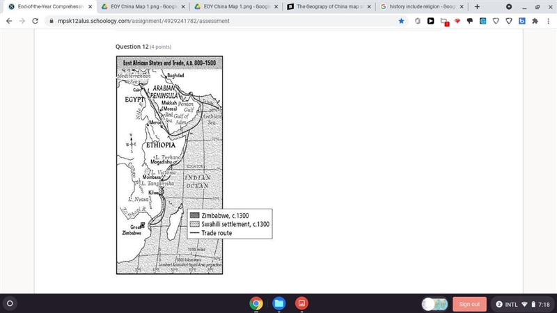 The East African States and Trade map is what type of map? a choropleth b physical-example-1