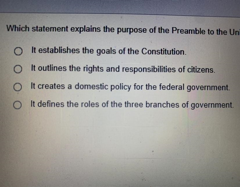 What state meant explains the purpose of the preamble to the united states constitution-example-1