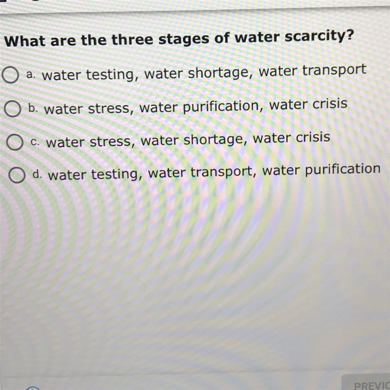 What are the three stages of water scarcity?-example-1