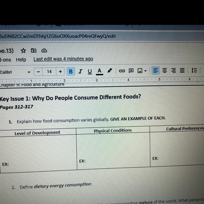 1. Explain how food consumption varies globally. GIVE AN EXAMPLE OF EACH. ult. Cultural-example-1