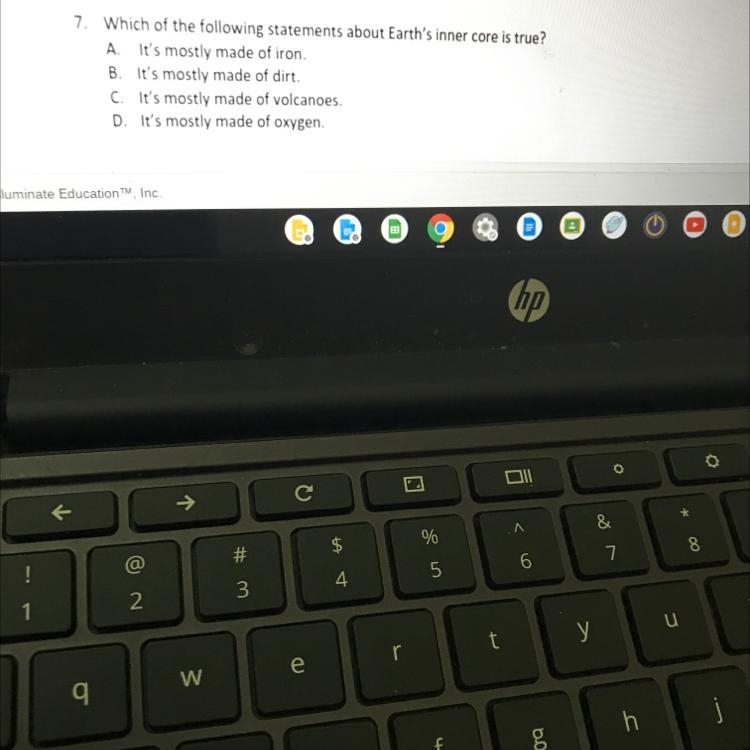 Help I’m stuck witch of the following statements about earths inner core is true A-example-1