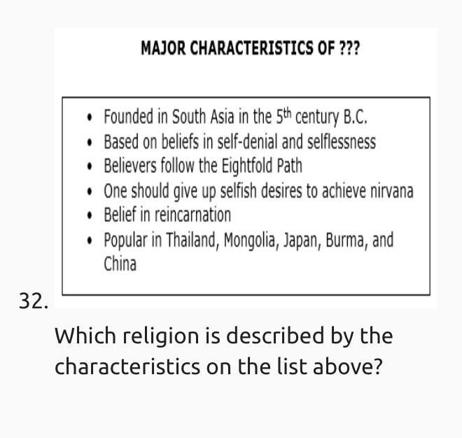 Which religion is described by the characteristics on the list above?-example-1