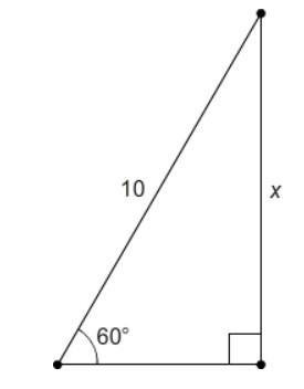 What is the value of x? 10 sqrt 3 10 5 sqrt 3 5-example-1