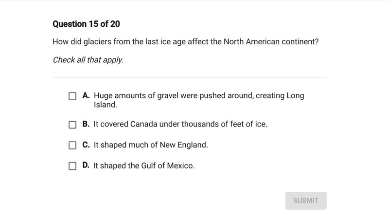 How did the Glaciers from the last ice age affect the North American continent-example-1