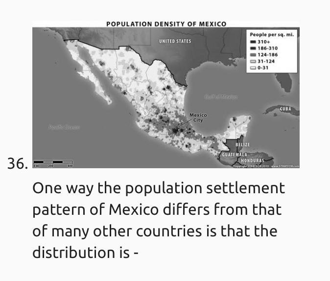 Chaotic and random. not as focused on the coasts. highest near national borders. less-example-1