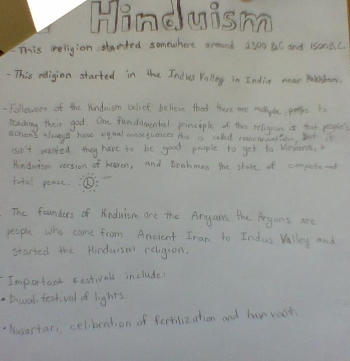 The teacher wants us to be creative on the Hinduism poster. Is this good? (btw I'm-example-1