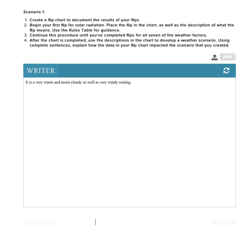 I need help making weather scenarios also the first on is an example.-example-5