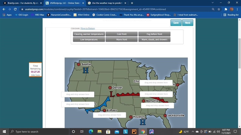 Use the weather map to predict the weather in certain areas throughout the United-example-1