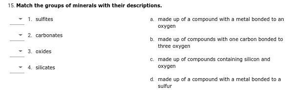 Match the groups of minerals with their descriptions.-example-1