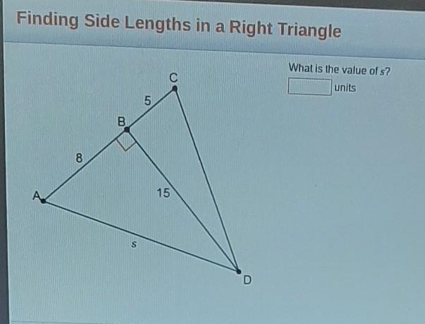 What is the value of s? ______ units​-example-1