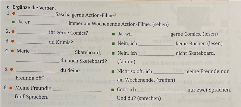 Ergänze die Verben. Write the full sentence to receive credit for this activity.-example-1