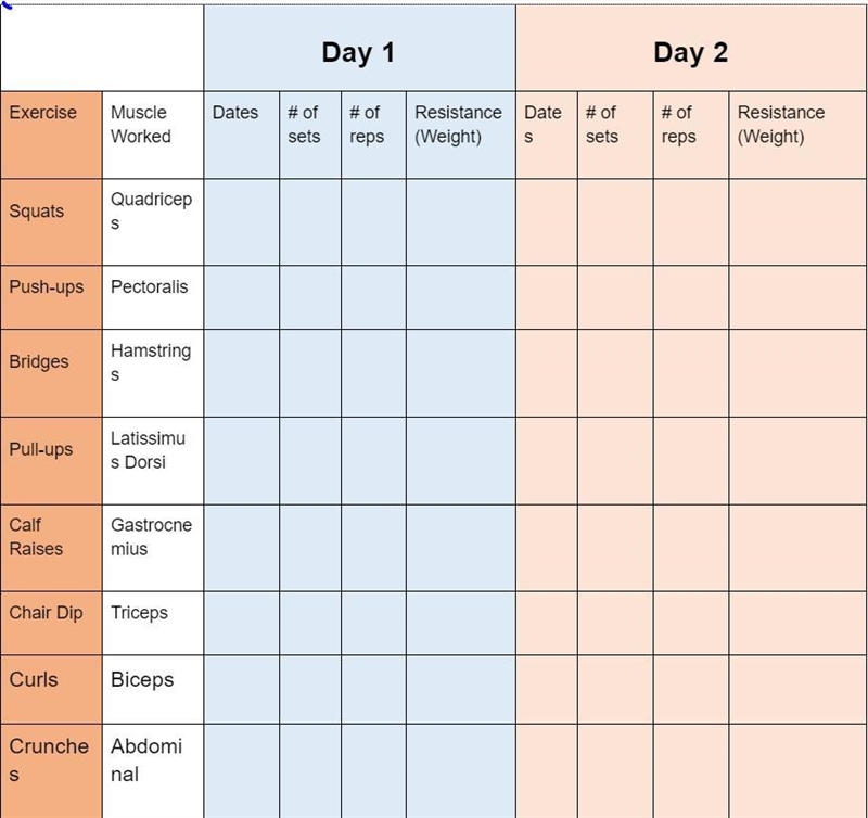 What would be a healthy way to plan out your day with the provided chart-example-1