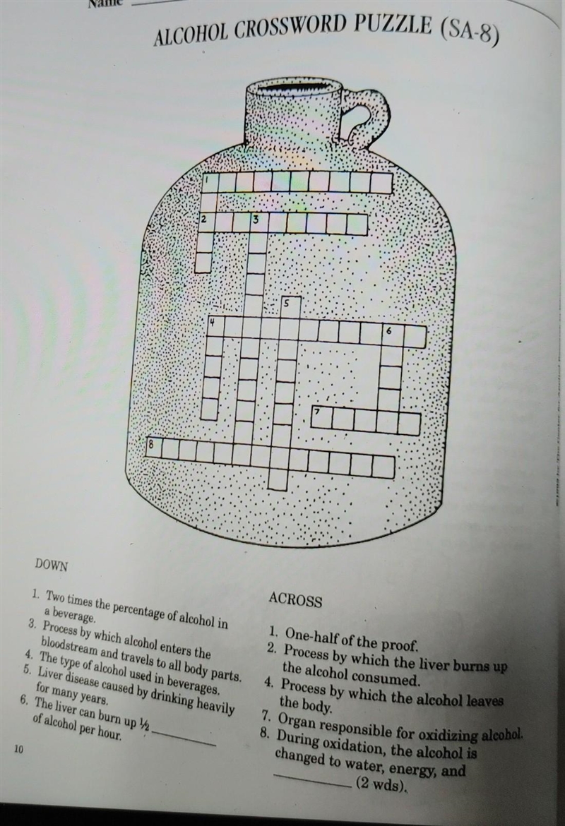 ALCOHOL CROSSWORD PUZZLE (SA-8)​-example-1