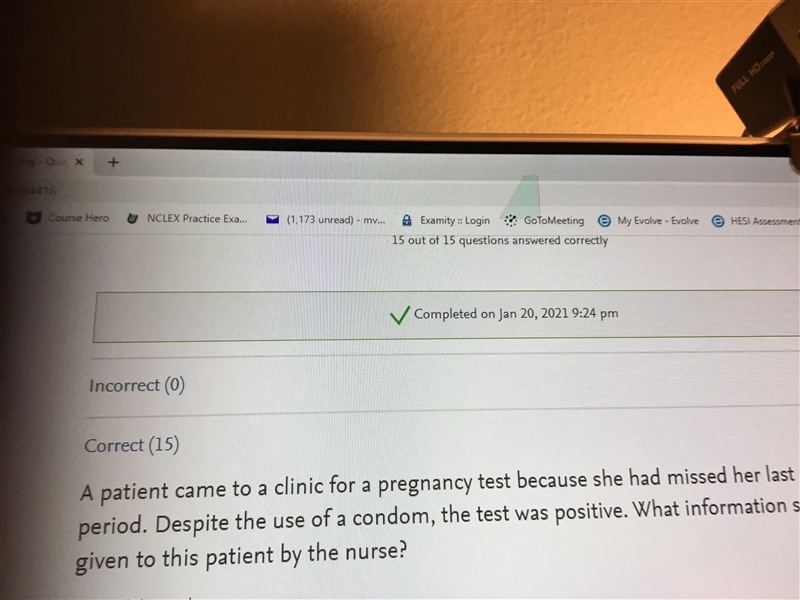 A patient come to clinic for pregnancy test because she had missed her last menstrual-example-1