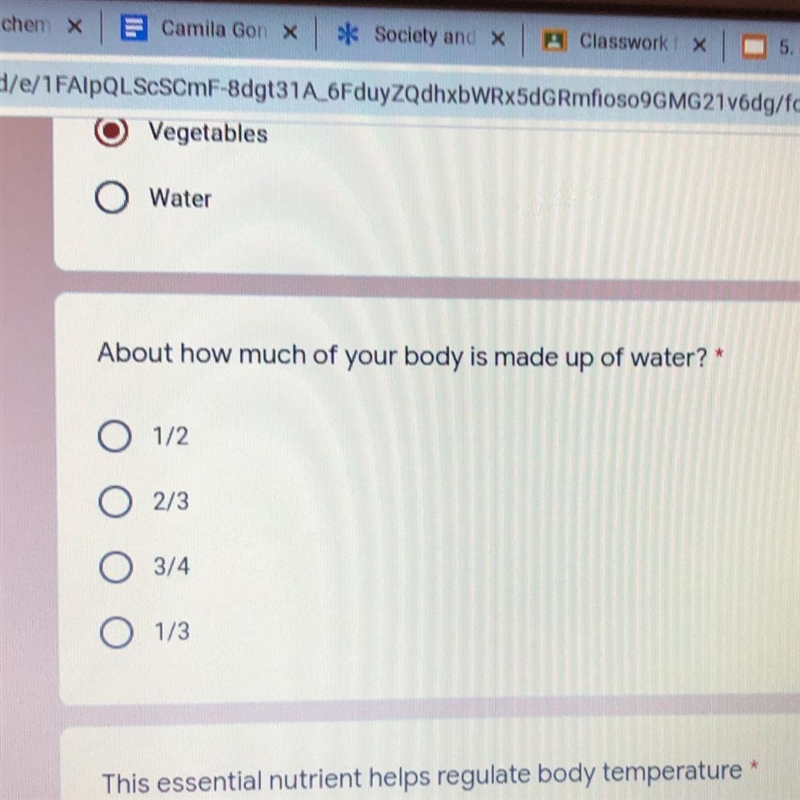 About how much of your body is made up of water? *-example-1