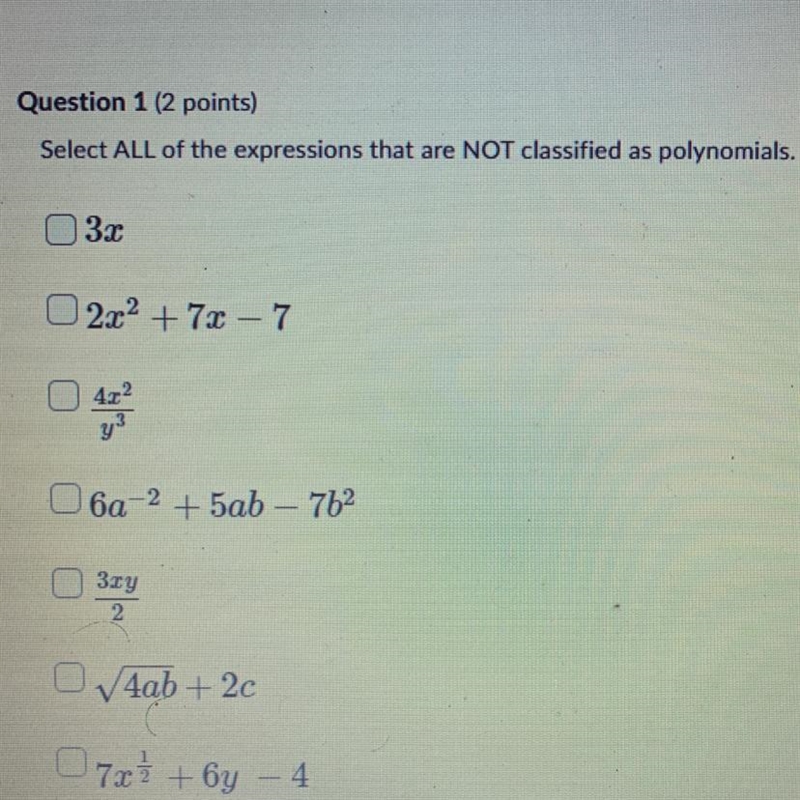 So which one is not classified as polynomials-example-1