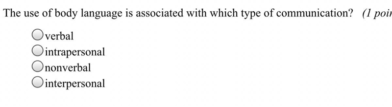 The use of body language is associated with which type of communication?-example-1