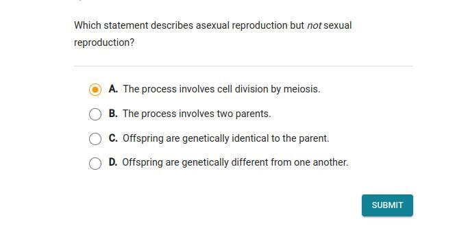 20 POINTS PLZ HELP!! which statement describes an advantage of asexual reproduction-example-1