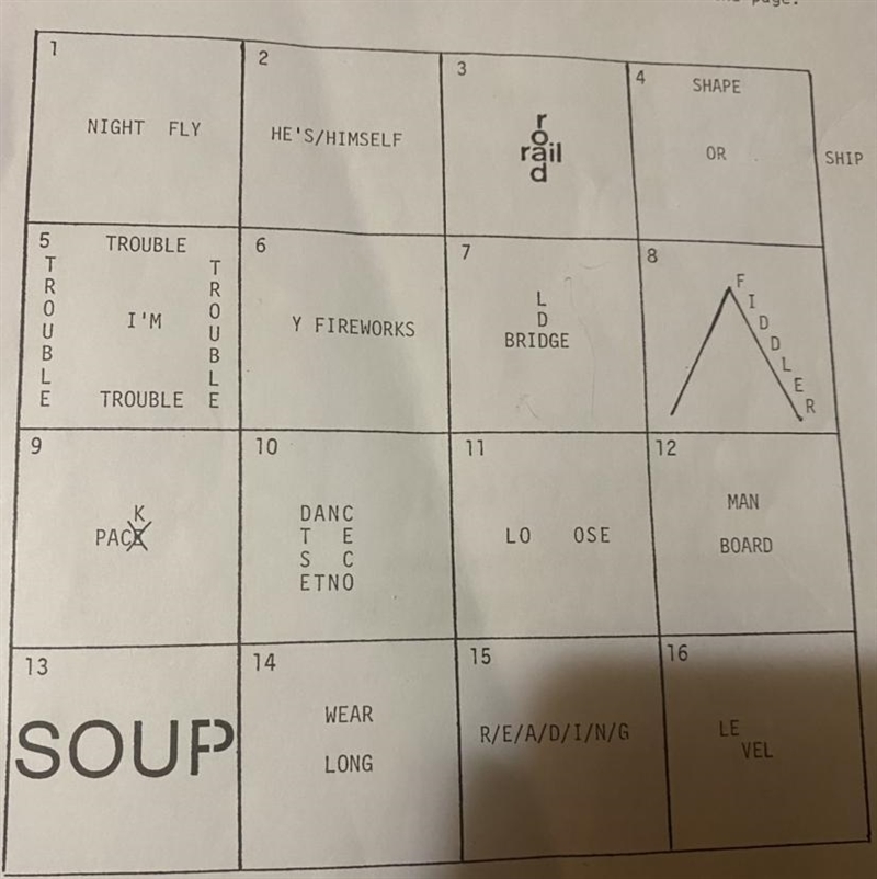 HELP ASAP!!! DIRECTIONS: Each block represents a saying or well-known phrase. Number-example-1