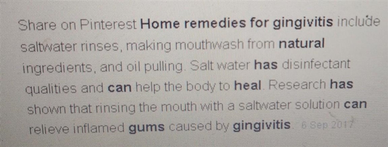 Does anybody have a home remedy for gingivitis? (I already brush my teeth twice a-example-1