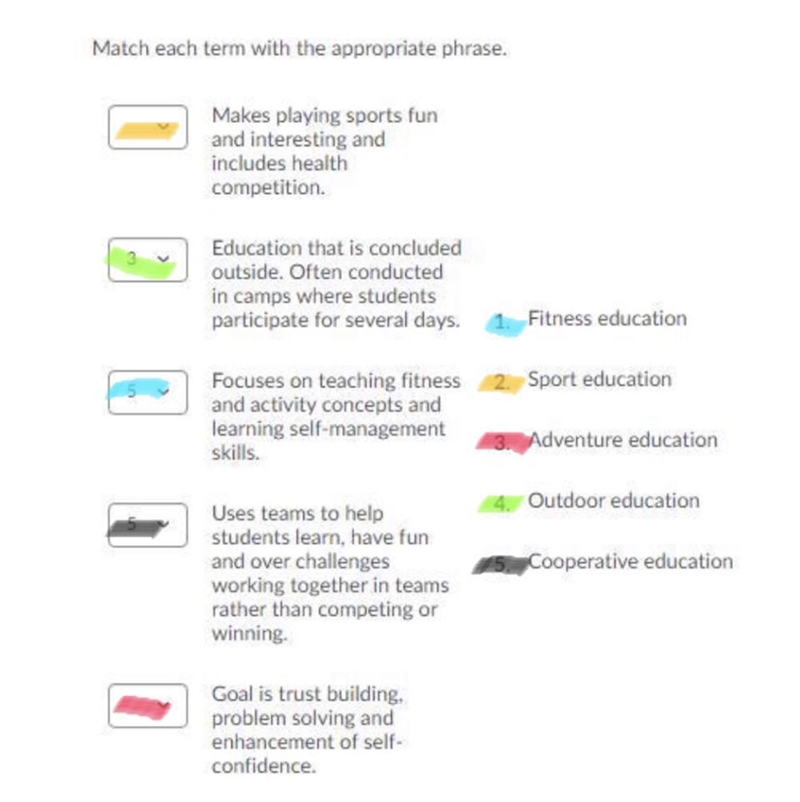 Match each term with the appropriate phrase.-example-1