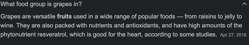 Are grapes protein or dairy-example-1