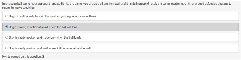 Need help fast! In a racquetball game, your opponent repeatedly hits the same type-example-1