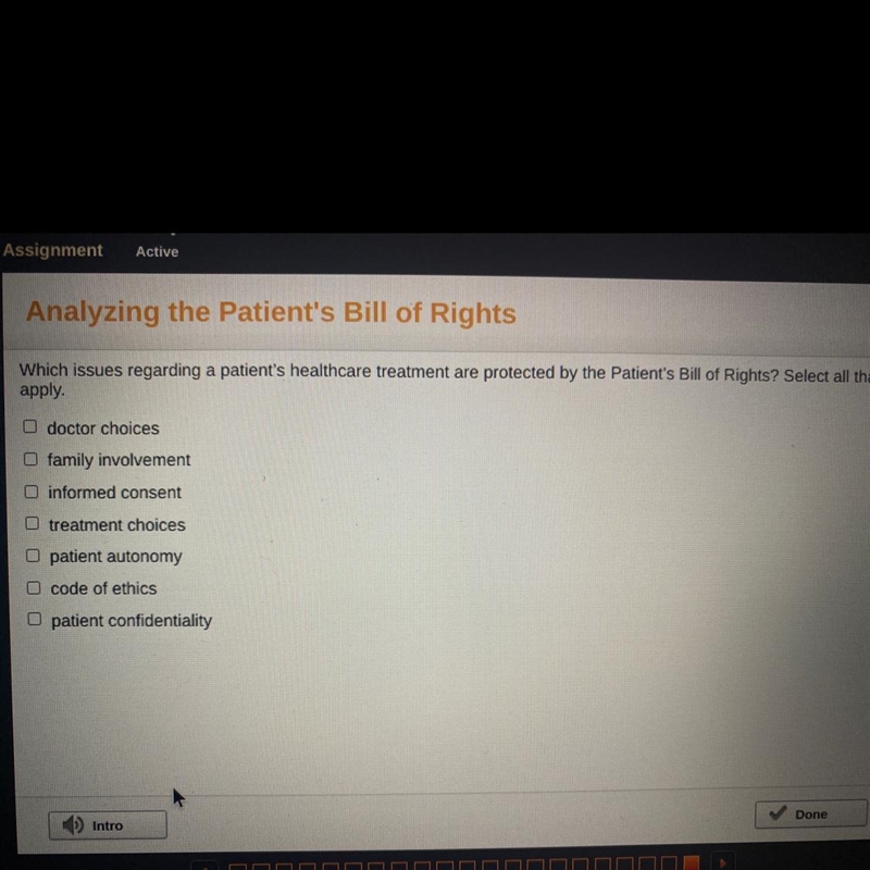 Which issues regarding a patient's healthcare treatment are protected by the Patient-example-1