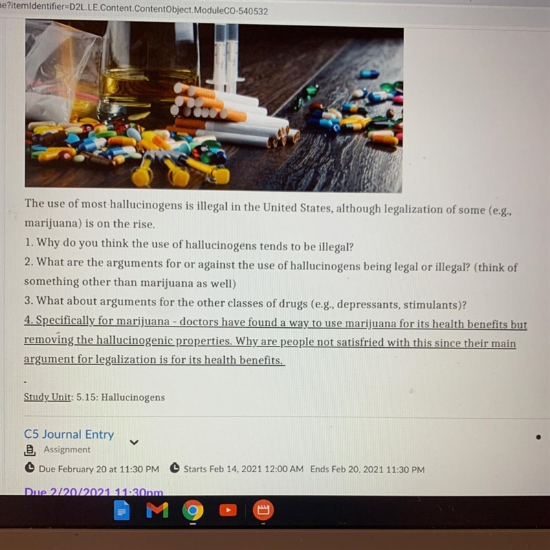 1. Why do you think the use of hallucinogens tends to be illegal? Need help with 1-4 ASAP-example-1