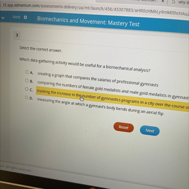 Which data gathering activity would be useful for a bio mechanical analysis??? HELP-example-1