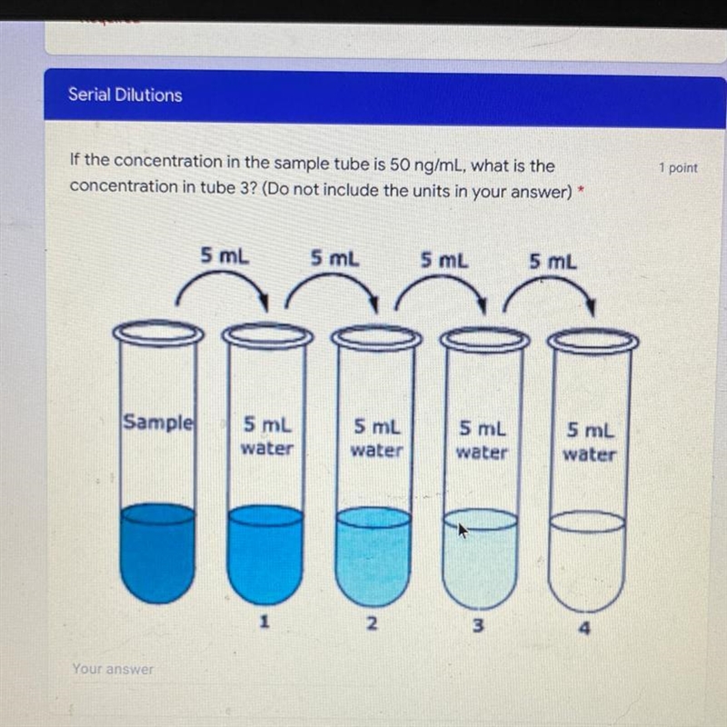 If the concentration in the sample tube is 50 ng/ml what is the concentration in tube-example-1