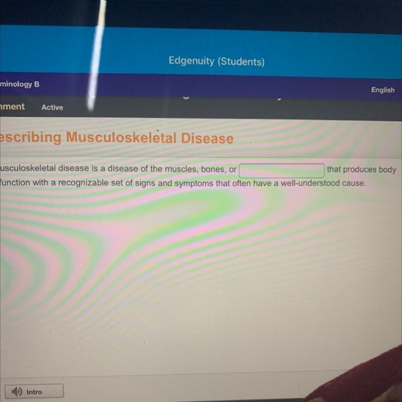 A musculoskeletal disease is a disease of the muscles, bones, or blank that produces-example-1